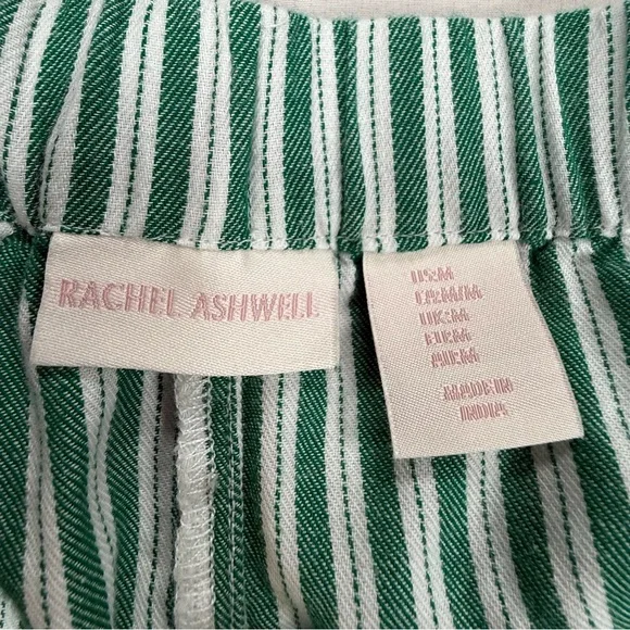 Rachel Ashwell Green Striped Cotton Pajama Set with Lace Trim -Women's Sleepwear - Picture 11 of 16